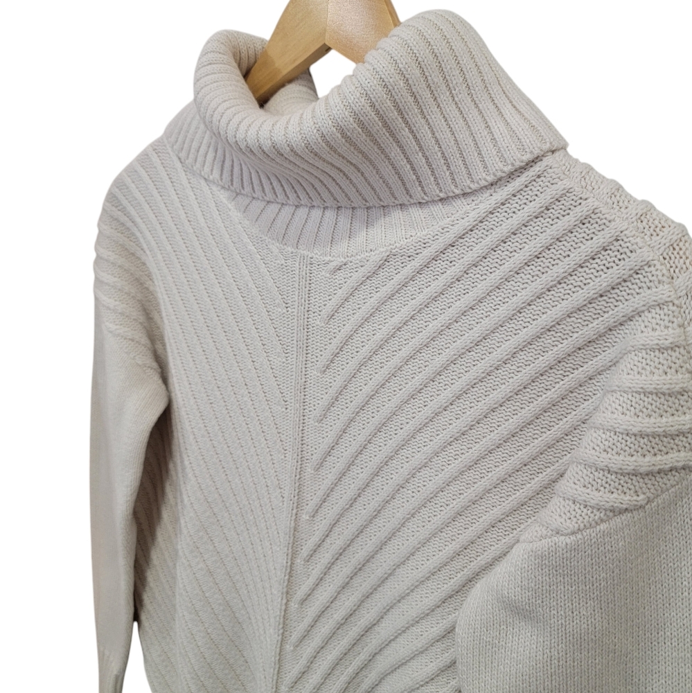 Eclipse Mitered Turtleneck Sweater Knit Neutral Cream White Pullover Wom… - Picture 5 of 16